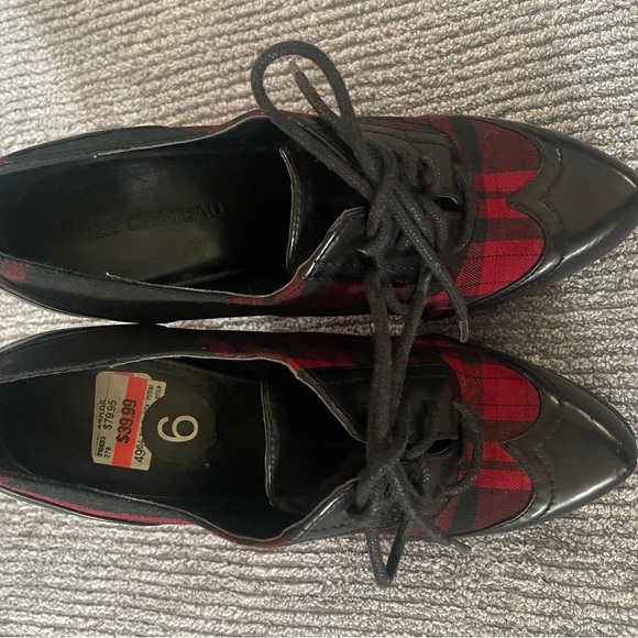 Brand new condition red plaid Le Chateau 3/4 sleeve blazer and matching shoes - Picture 4 of 11